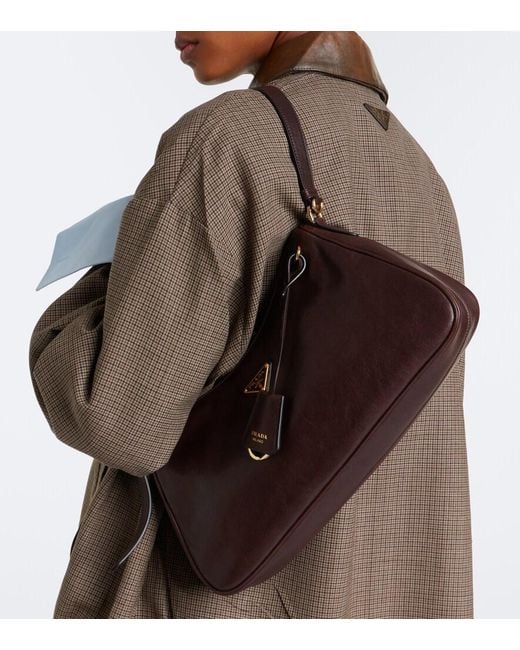 Prada Brown Aimee Large Leather Shoulder Bag