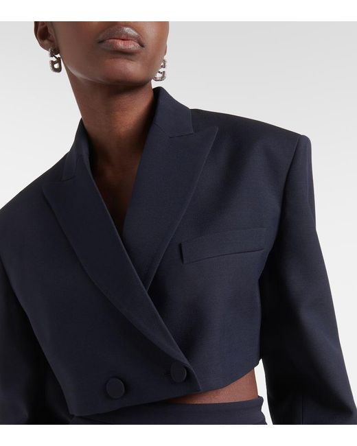 Valentino Blue Cropped-Blazer Aus Crepe Couture