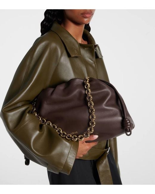 Loewe Brown Schultertasche Flamenco Large Aus Leder