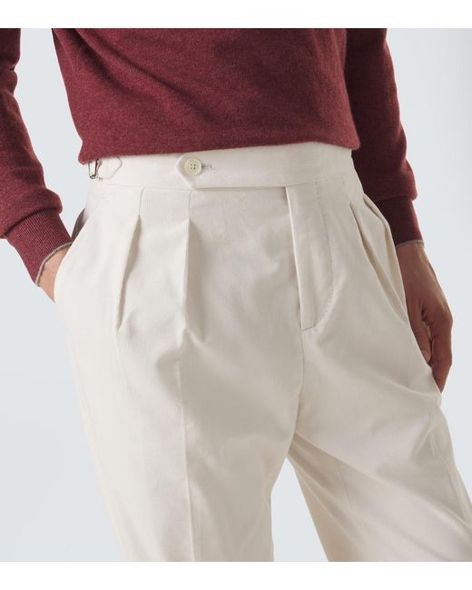 Brunello Cucinelli White Cotton Straight Pants for men