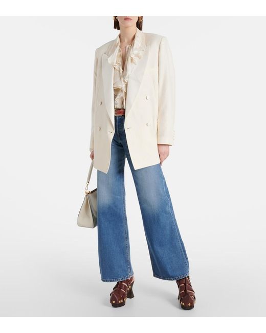 Re/done Blue Mid-Rise Wide-Leg Jeans