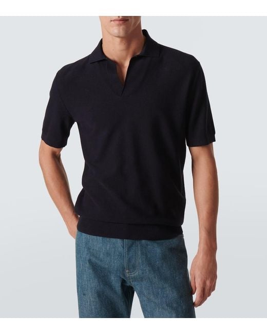 Loro Piana Polohemd Walkery Aus Baumwolle Und Seide in Blue für Herren