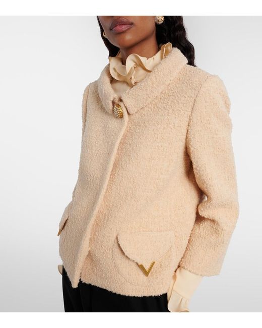 Valentino Natural Embellished Wool-Blend Tweed Jacket