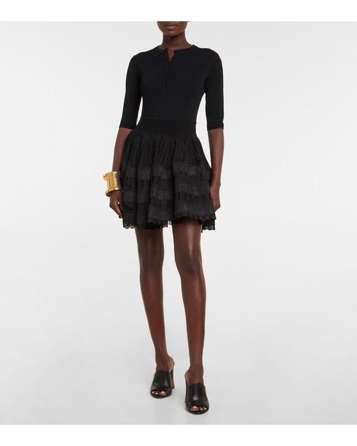 Alaïa Black Courte Raphia Franges Skirt