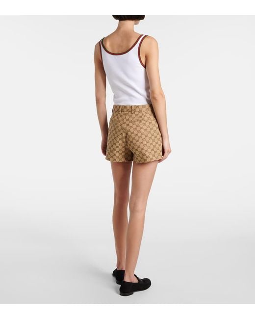 Gucci Natural Shorts Gg Aus Canvas
