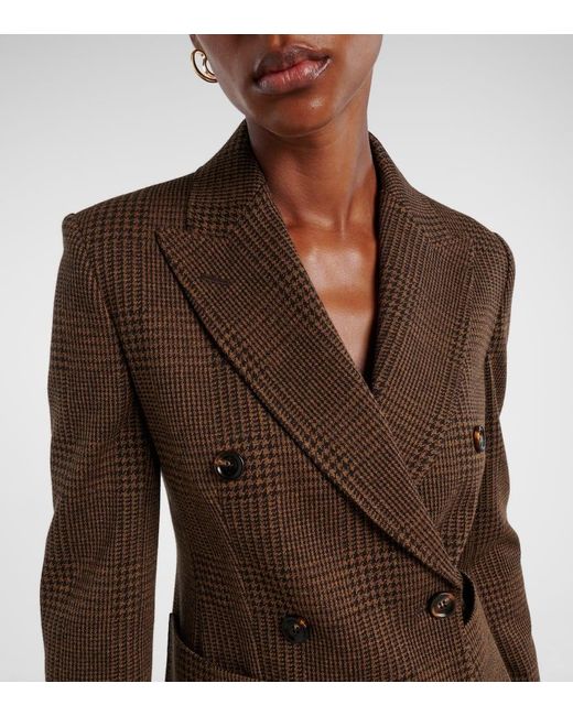 Max Mara Brown Zulma Plaid Cotton And Wool-Blend Blazer