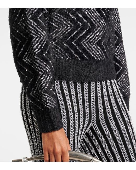 Missoni Black Zig Zag Metallic Knit Sweater