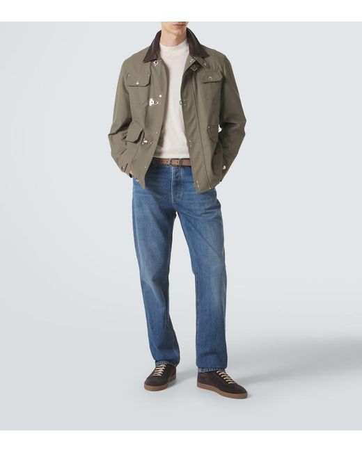 Brunello Cucinelli White Logo Cotton Sweater for men