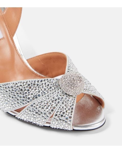 Aquazzura Italian Flirt 105 Metallic Leather Sandals