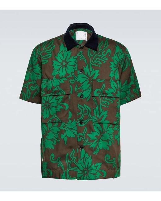 Camicia bowling con stampa floreale di Sacai in Green da Uomo