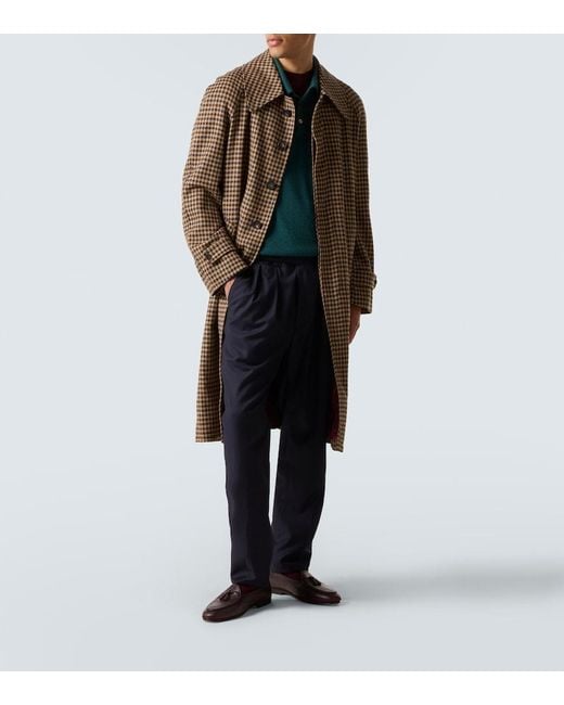 Rubinacci Brown Houndstooth Virgin Wool Coat for men