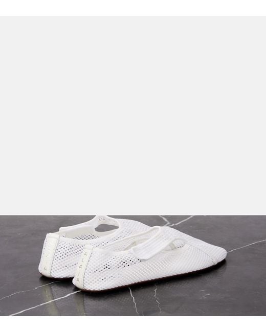 Alaïa White Mesh Ballet Flats