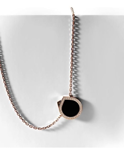 Repossi Multicolor Antifer 18Kt Rose Pendant Necklace With Onyx And Diamonds