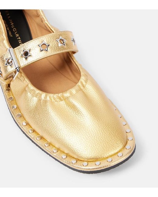 Stella McCartney Natural Falabella Metallic Mary Jane Flats