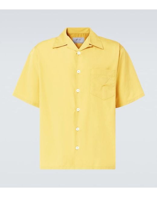 Prada Yellow Cotton Poplin Bowling Shirt for men