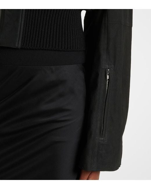 Rick Owens Black Scarf Flight Leather Jacket