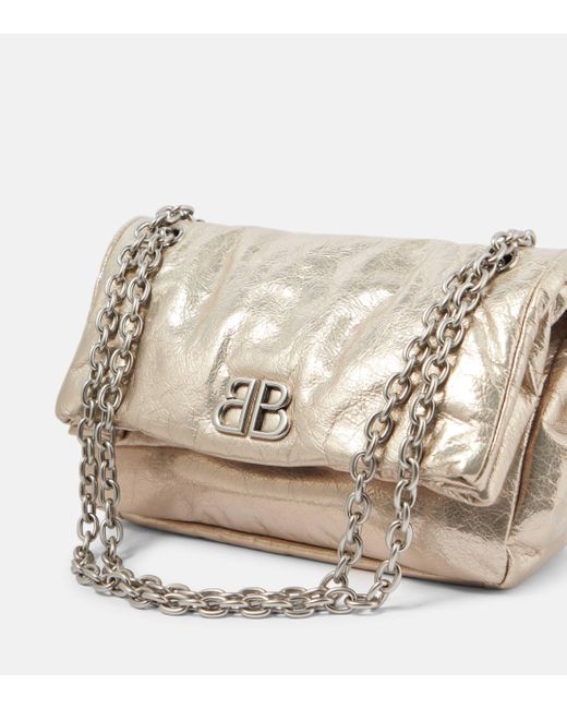 Balenciaga Natural Monaco Small Metallic Leather Shoulder Bag