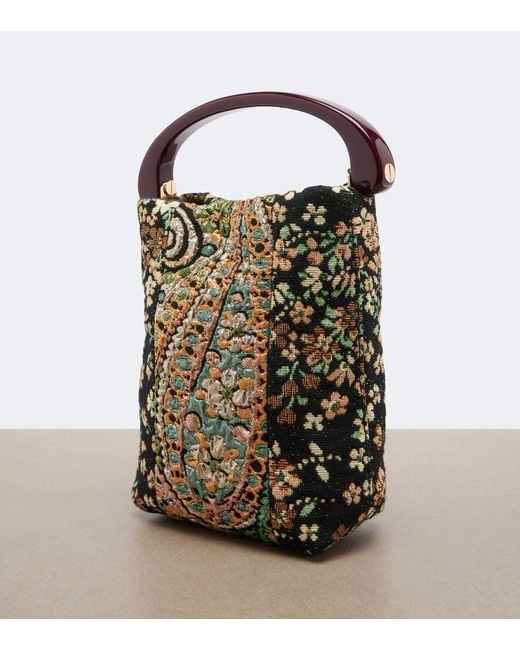Dries Van Noten Black Micro Floral Jacquard Top-Handle Bag