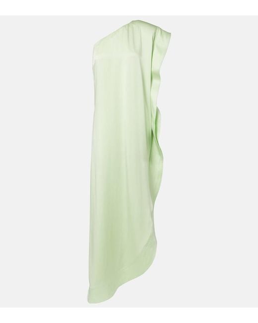 Stella McCartney Green Envers Asymmetric Satin Cocktail Dress