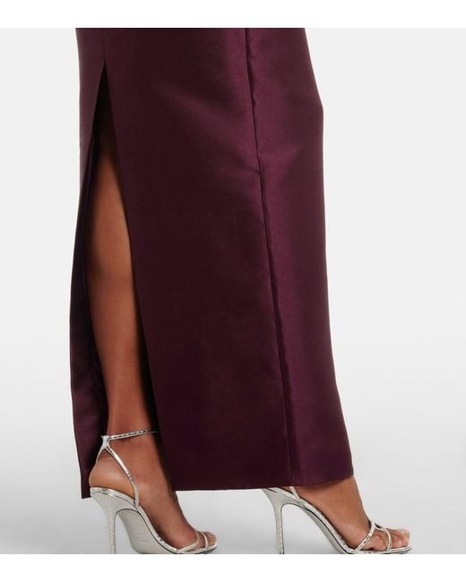 Solace London Purple Kira Draped Satin Gown
