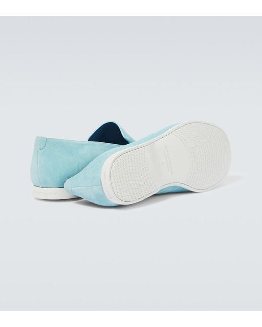 Manolo Blahnik Blue Monaco Suede Loafers for men