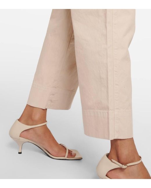 Pantalones anchos Mya cropped de algodon Velvet de color Natural