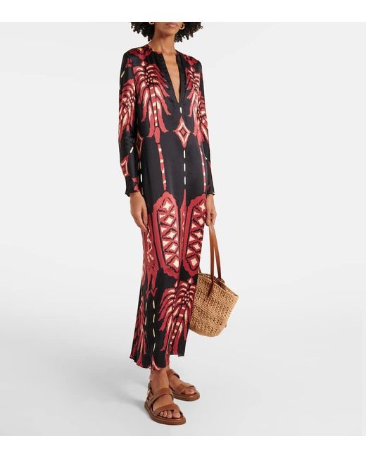 Johanna Ortiz Red Printed Silk Tunic