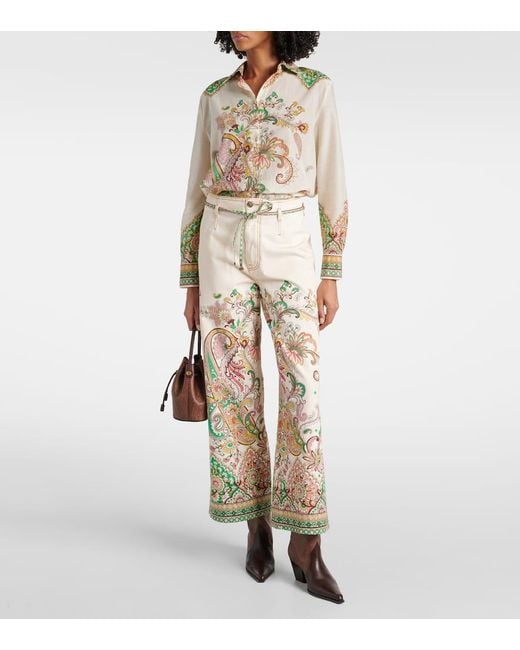 Etro Brown Paisley Coated Canvas Knee-High Boots