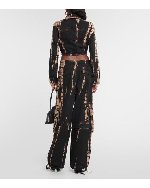 Dion Lee Black Tie-Dye Cropped Denim Jacket