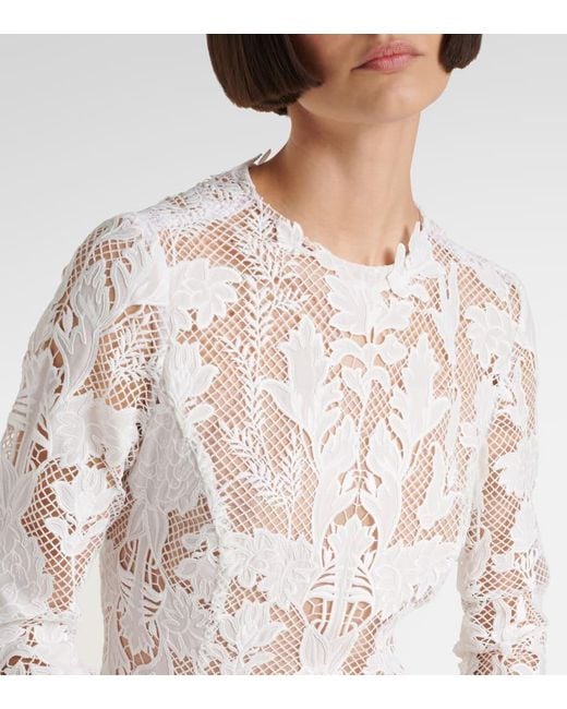 Oscar de la Renta Natural Minikleid Aus Guipure-Spitze