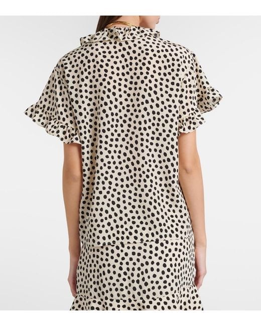 Chloé Black Polka-Dot Silk Crepe De Chine Top