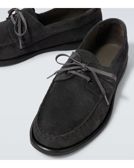 Saman Amel Black City Moc Suede Boat Shoes for men