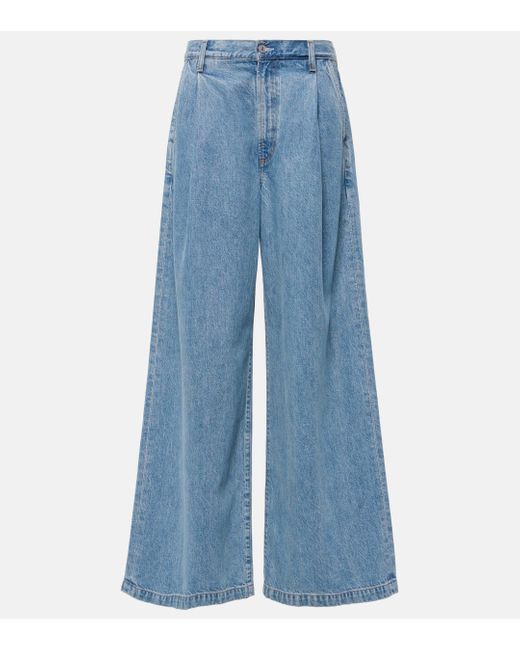 Agolde Blue Ellis Mid-rise Wide-leg Jeans