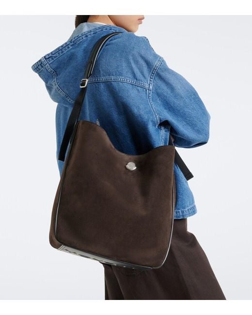 Moncler Black Carlo Suede Shoulder Bag