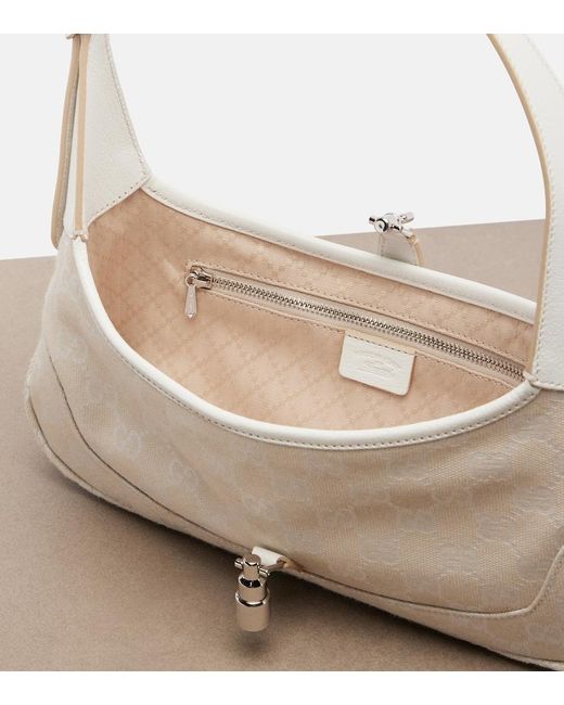 Gucci White Jackie Slim Medium Gg Canvas Shoulder Bag