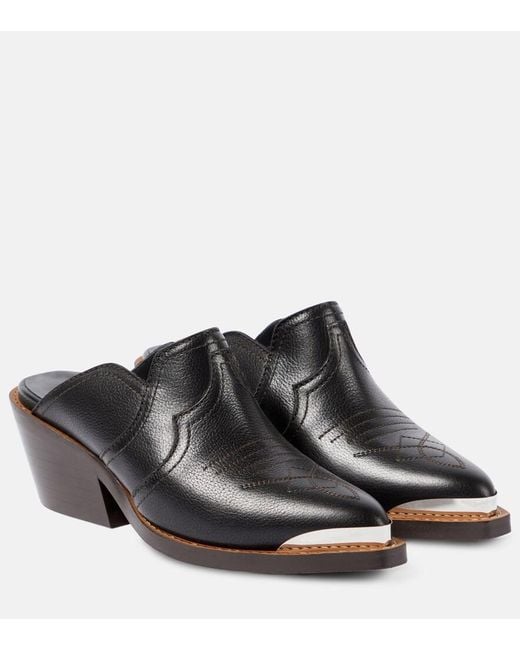 Dorothee Schumacher Black Western Shine Leather Mules