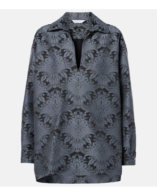 Max Mara Black Anemone Wool-Blend Jacquard Shirt