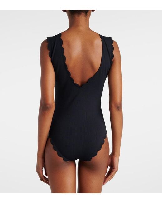 Marysia Swim Blue Charleston Scalloped Reversible Swimsuit