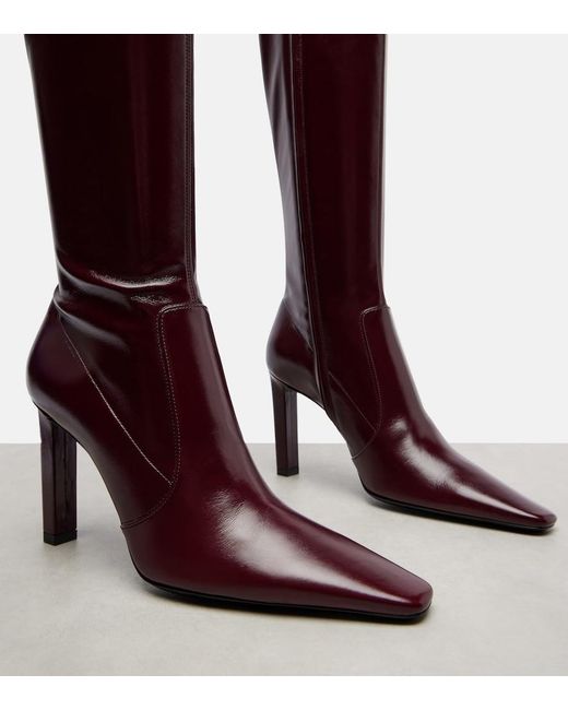 Saint Laurent Red Francoise 95 Leather Knee-High Boots