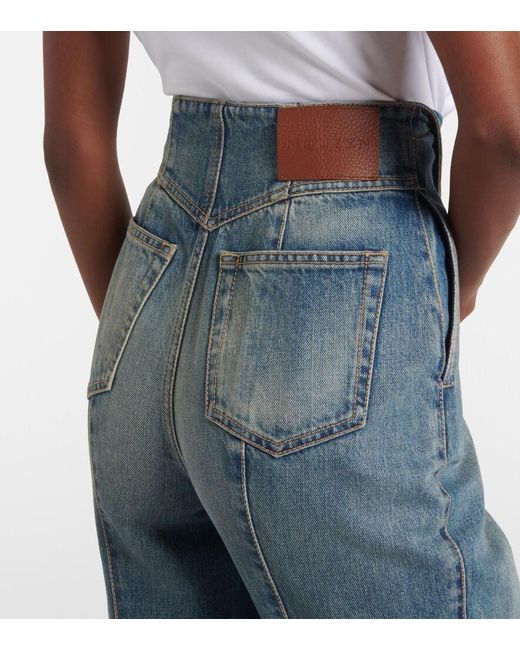 McQueen Blue Faded High-Rise Bootcut Jeans