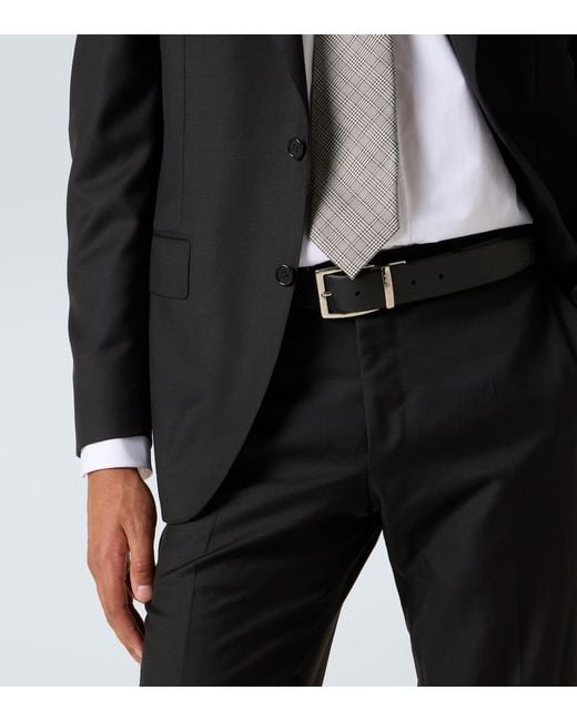 Canali Black Leather Belt for men