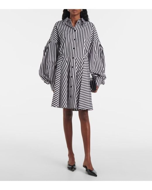 Nina Ricci Blue Striped Cotton Poplin Midi Dress