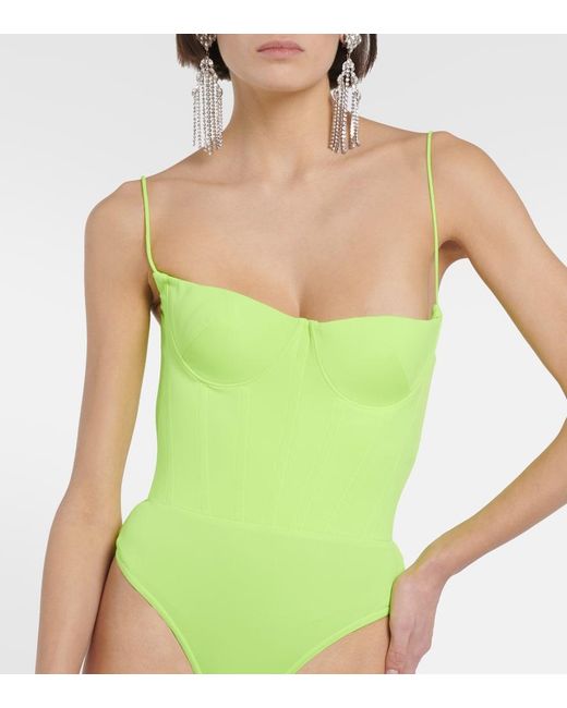 Alex Perry Green Carsen Corset Bodysuit
