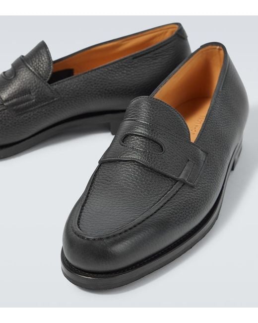 John Lobb Black Lopez Leather Loafers for men