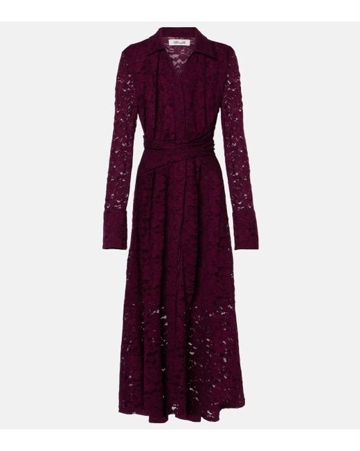 Diane von Furstenberg Purple Regent Lace Maxi Dress