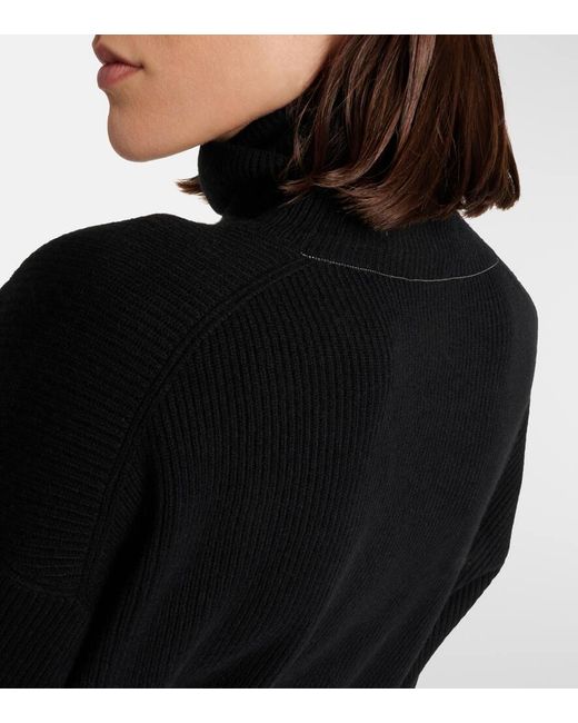 Brunello Cucinelli Black Rollkragenpullover Aus Wolle, Kaschmir Und Seide