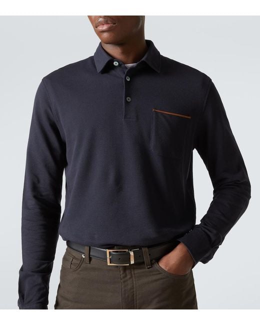 Zegna Blue Cotton Polo Shirt for men