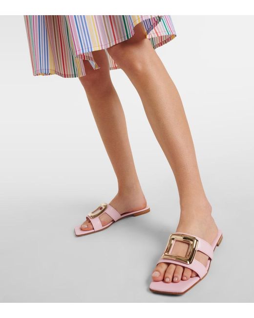 Roger Vivier Pink Viv' By The Sea Leather Sandals