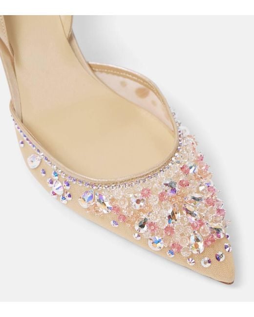 Rene Caovilla Natural Cinderella 80 Mesh Slingback Pumps