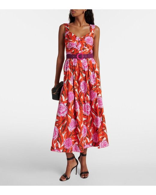 Diane von Furstenberg Red Artie Cotton-Blend Midi Dress